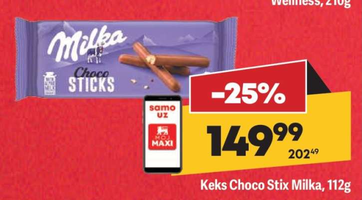 Keks Choco Stix Milka 112g