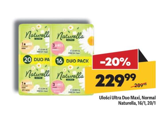 Ulošci Ultra Duo Maxi Normal Naturella 16/1 20/1