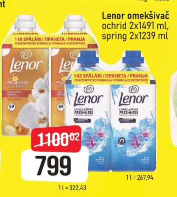 Lenor omekšivač orchid 2x1491 ml, spring 2x1239 ml