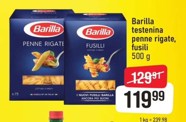 Barilla těstovina penne rigate, fusilli