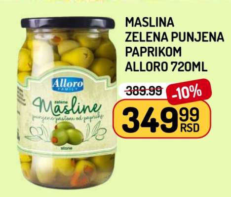 MASLINA ZELENA PUNJENA PAPRIKOM ALLORO 720ml