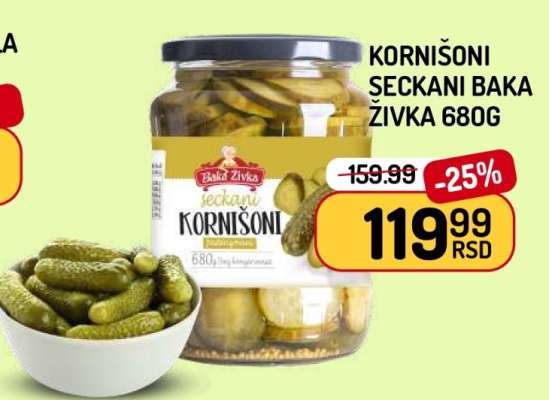 Kornišoni Seckani Baka Živka 680g