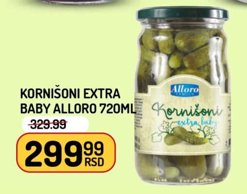 Kornišoni Extra Baby Alloro 720ml