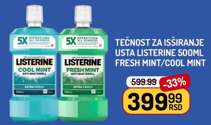 Listerine Mouthwash 500ml Fresh Mint/Cool Mint