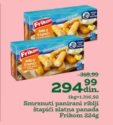 Smrznuti panirani riblji štapići zlatna panada Frikom 224g