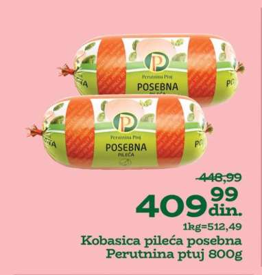 Kobasica pileća posebna Perutnina Ptuj 800g