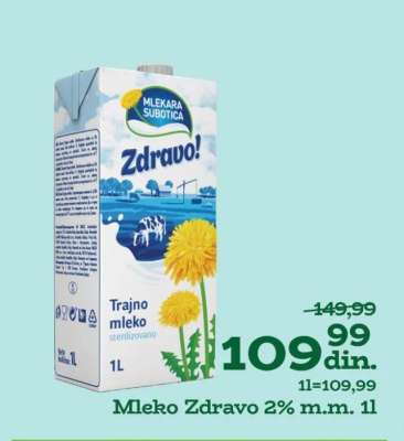 Mleko Zdravo 2% m.m. 1l
