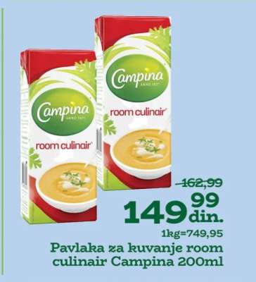 Pavlaka za kuvanje room culinair Campina 200ml