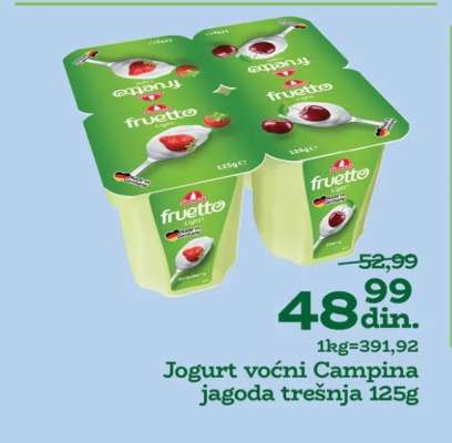 Jogurt voćni Campina jagoda trešnja 125g