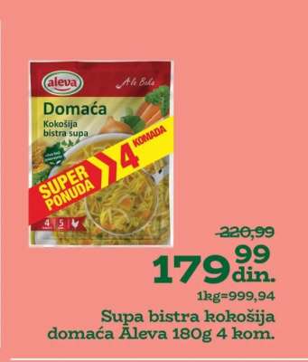 Supa bistra kokošija domaća Aleva 180g 4 kom.