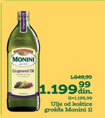 Ulje od koštice grožđa Monini 1l