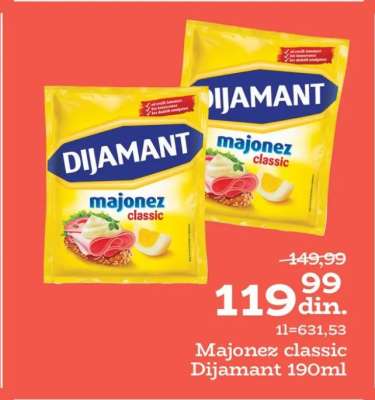 Majonez Classic Dijamant 190ml