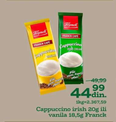 Cappuccino irish 20g ili vanila 18,5g Franck