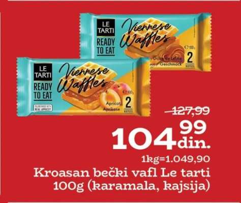 Kroasan bečki vafl Le tarti 100g (karamela, kajsija)