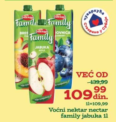 Voćni nektar Nectar Family jabuka 1l
