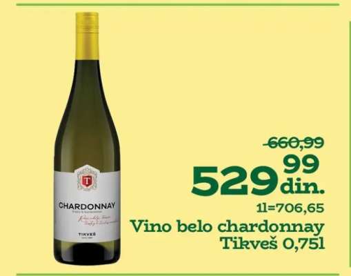 Vino belo Chardonnay Tikveš 0,75l