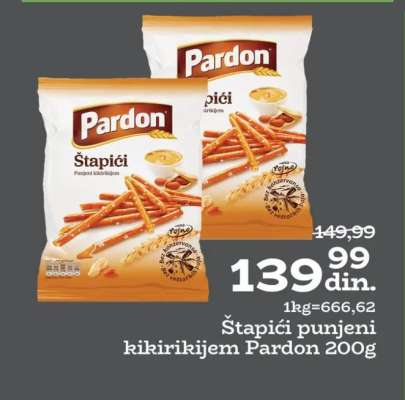 Štapići punjeni kikirikijem Pardon 200g