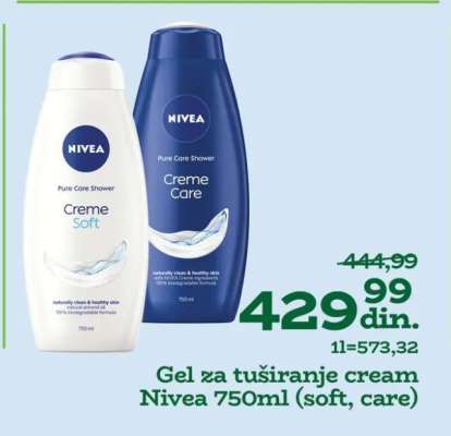 Gel za tuširanje cream Nivea 750ml (soft, care)