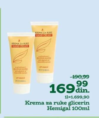 Krema za ruke glicerin Hemigal 100ml