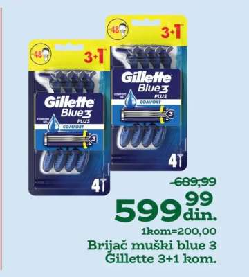 Brijač muški blue 3 Gillette 3+1 kom.