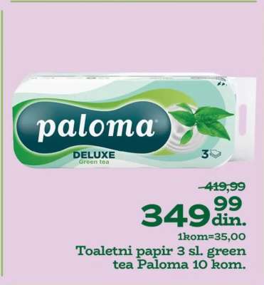 Toaletni papir 3 sl. green tea Paloma 10 kom.
