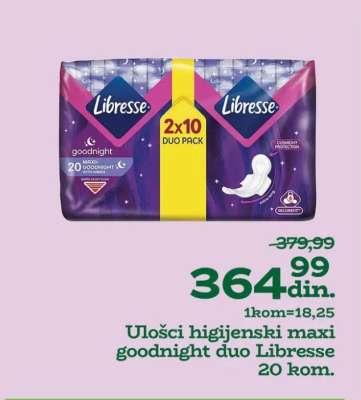 Ulošci higijenski maxi goodnight duo Libresse 20 kom.