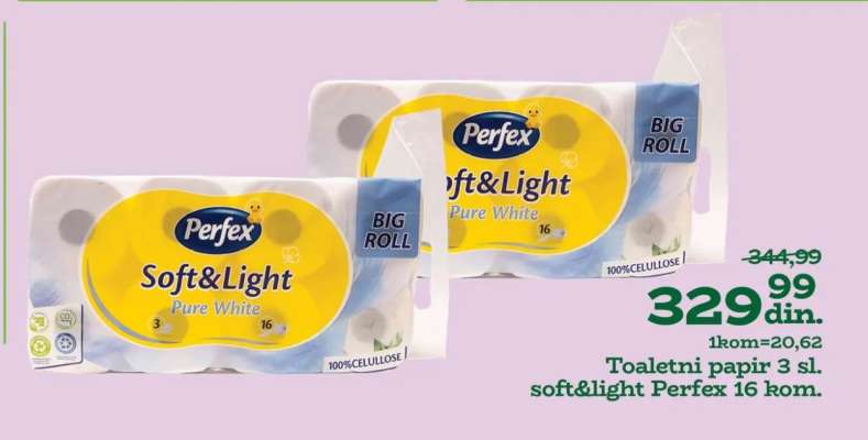 Toaletni papir 3 sl. soft&light Perfex 16 kom.