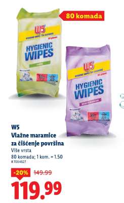 W5 Vlažne maramice za čišćenje površina