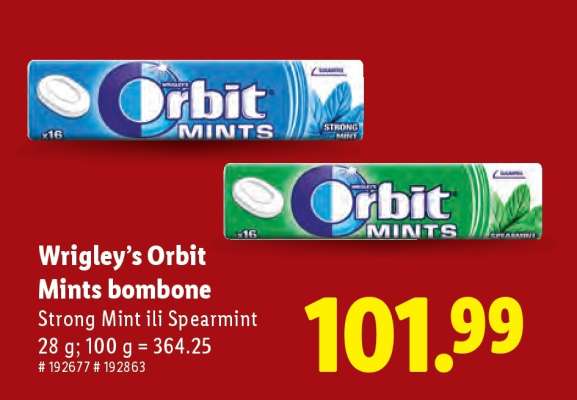 Wrigley's Orbit Mints bombone