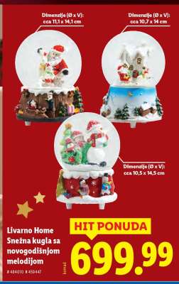 Livarno Home Snežna kugla sa novogodišnjom melodijom