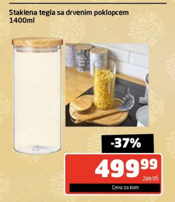 Staklena tegla sa drvenim poklopcem 1400ml