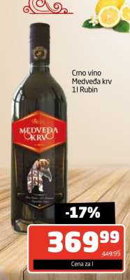 Crno vino Medveđa krv 1l Rubin