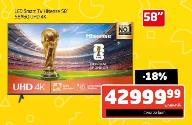 LED Smart TV Hisense 58" 58A6Q UHD 4K