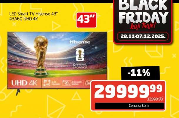 LED Smart TV Hisense 43" 43A6G UHD 4K