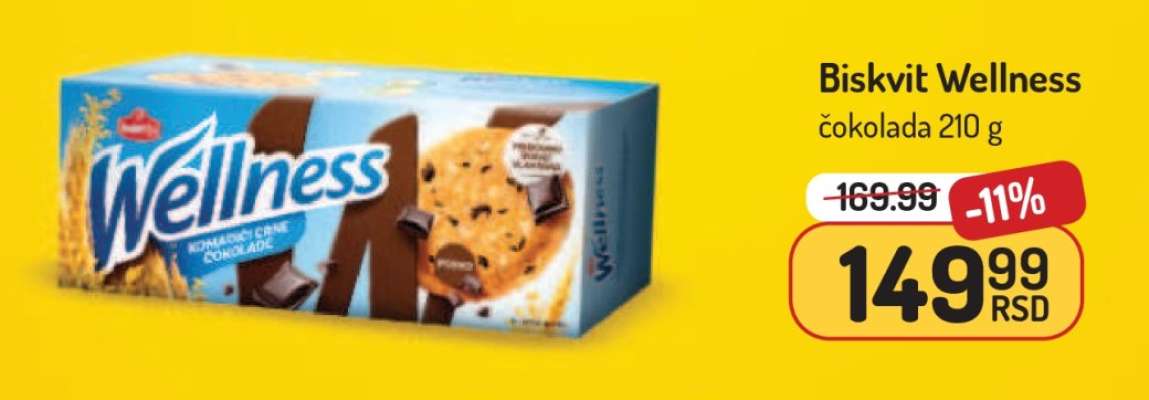 Biskvit Wellness čokolada 210 g