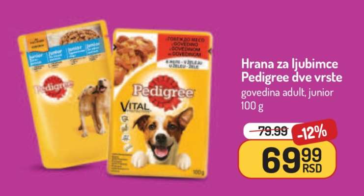 Hrana za ljubimce Pedigree dve vrste