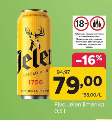 Pivo Jelen limenka 0.5 l