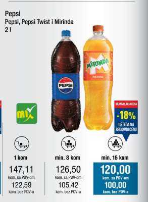 Pepsi, Pepsi Twist i Mirinda 2L