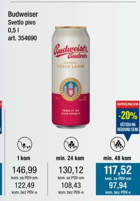 Budweiser Svetlo pivo 0,5 l