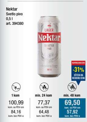 Nektar Svetlo pivo 0,5 l