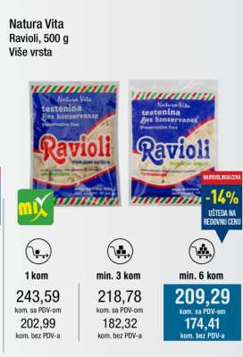 Natura Vita Ravioli, 500 g