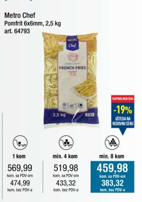 Metro Chef Pomfrit 6x6mm, 2.5 kg