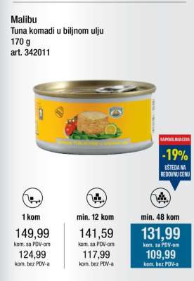 Malibu Tuna komadi u biljnom ulju