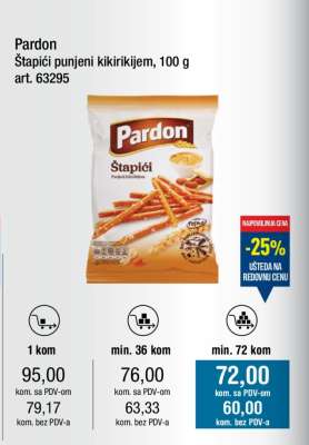 Pardon Štapići punjeni kikirikijem, 100 g