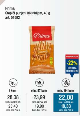 Prima Štapići punjeni kikirikijem, 40 g