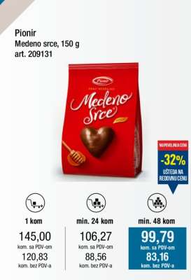 Pionir Medeno srce 150 g