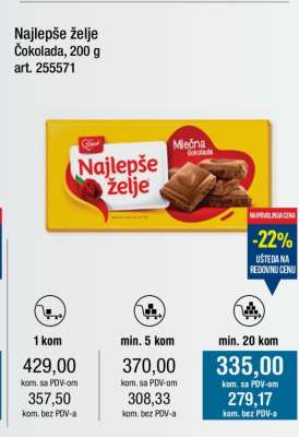 Najlepše želje Čokolada, 200 g