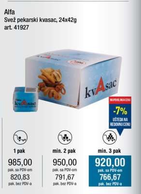 Alfa Svež pekarski kvasac, 24x42g