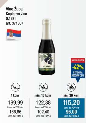 Vino Župa Kupinovo vino 0,187 l