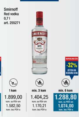 Smirnoff Red vodka 0,7 l